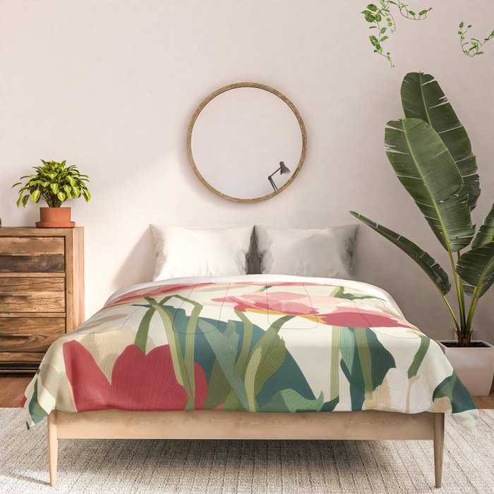 Coral Tulips in Bloom Comforter Gallery Image 3