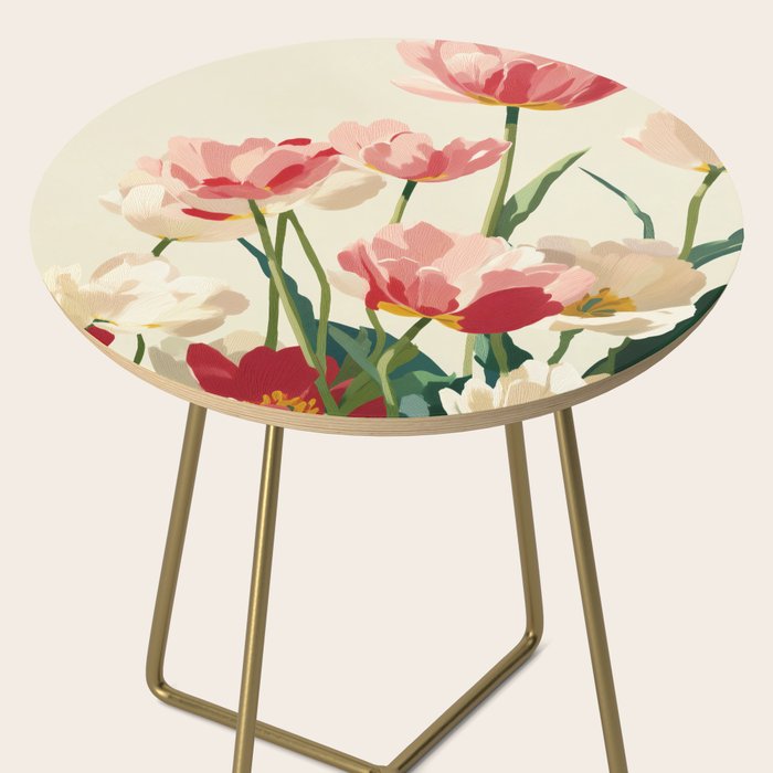 Coral Tulips in Bloom Side Table Gallery Image 2