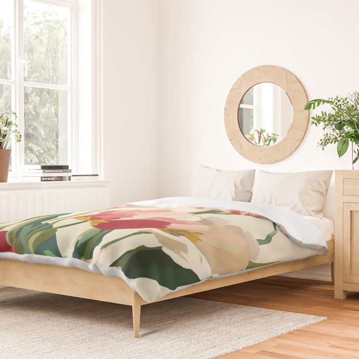 Coral Tulips in Bloom Duvet Cover Gallery Image 2