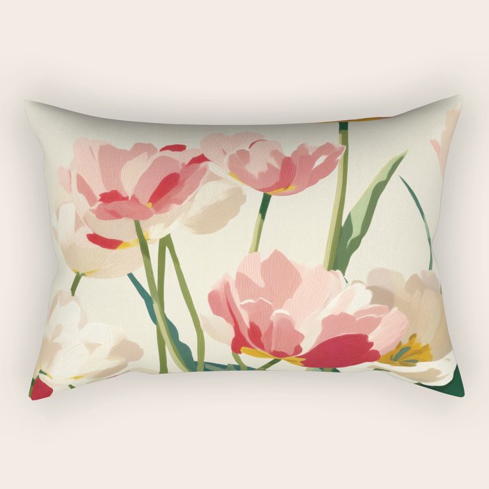 Coral Tulips in Bloom Rectangular Pillow Gallery Image 2
