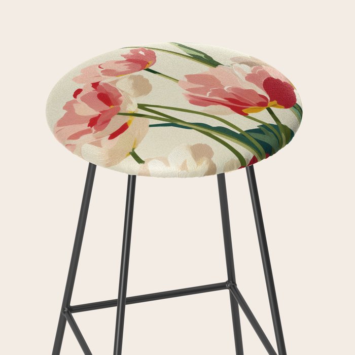Coral Tulips in Bloom Stool Gallery Image 2
