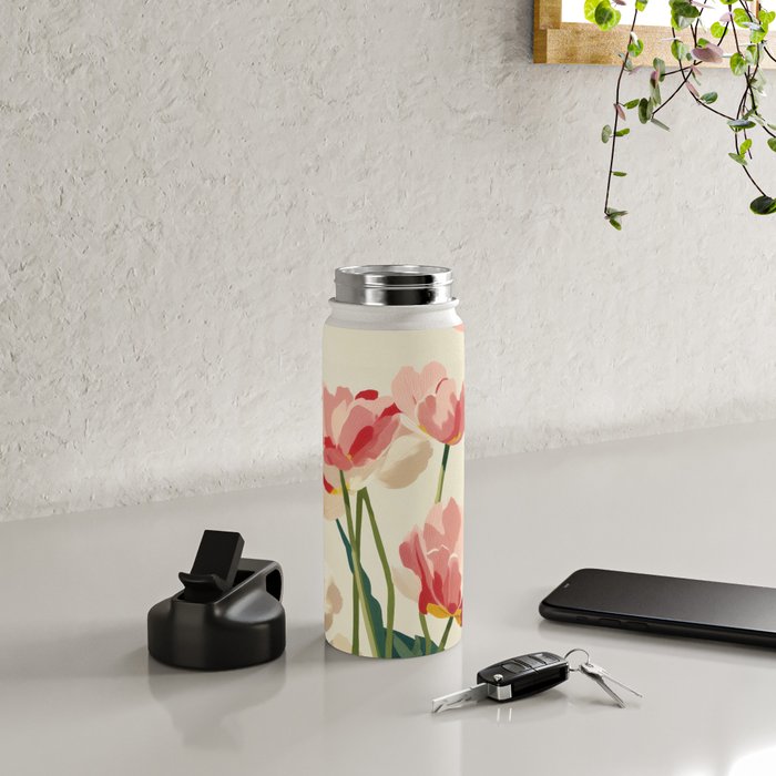 Coral Tulips in Bloom Water Bottle Gallery Image 4