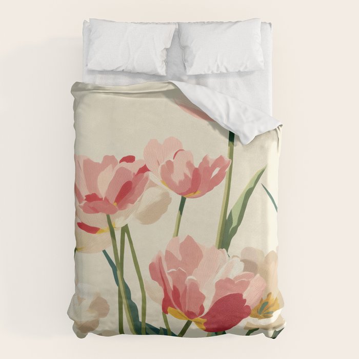 Coral Tulips in Bloom Duvet Cover Gallery Image 6