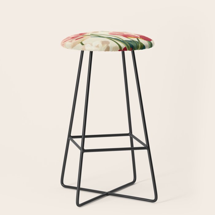 Coral Tulips in Bloom Stool Gallery Image 1