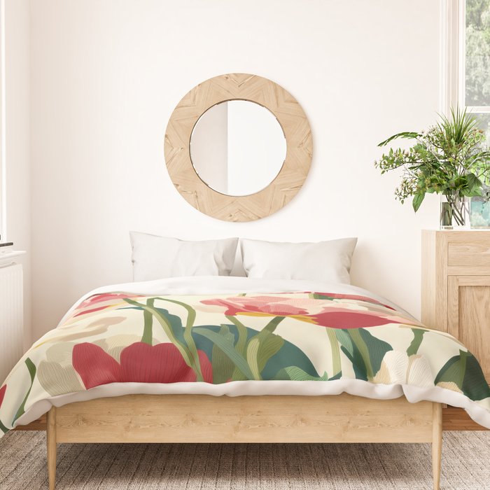 Coral Tulips in Bloom Duvet Cover Gallery Image 3