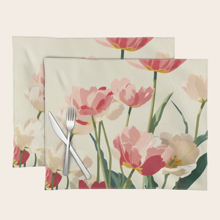 Coral Tulips in Bloom Placemat Gallery Image 1