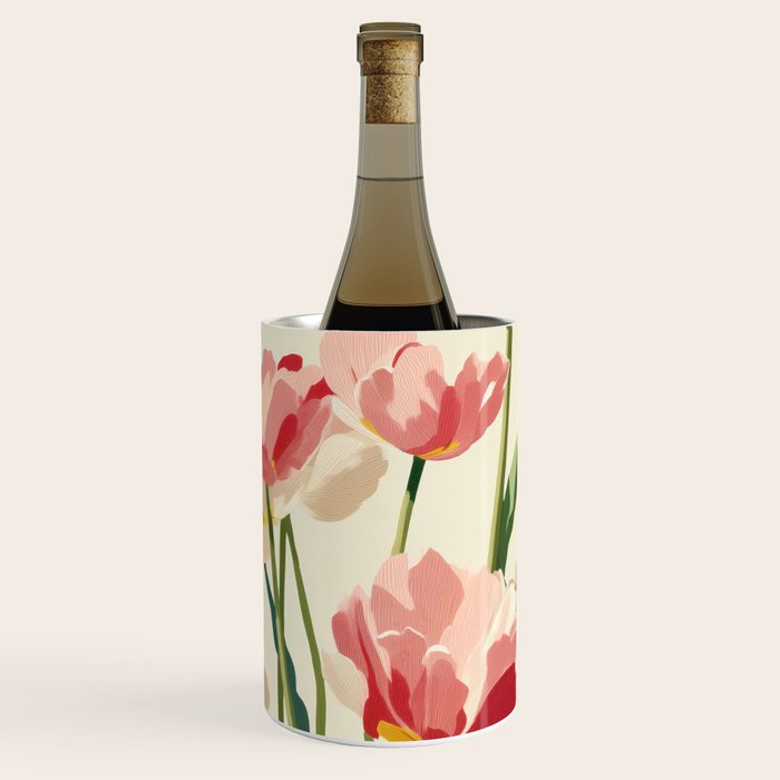 Coral Tulips in Bloom Wine Chiller Gallery Image 1