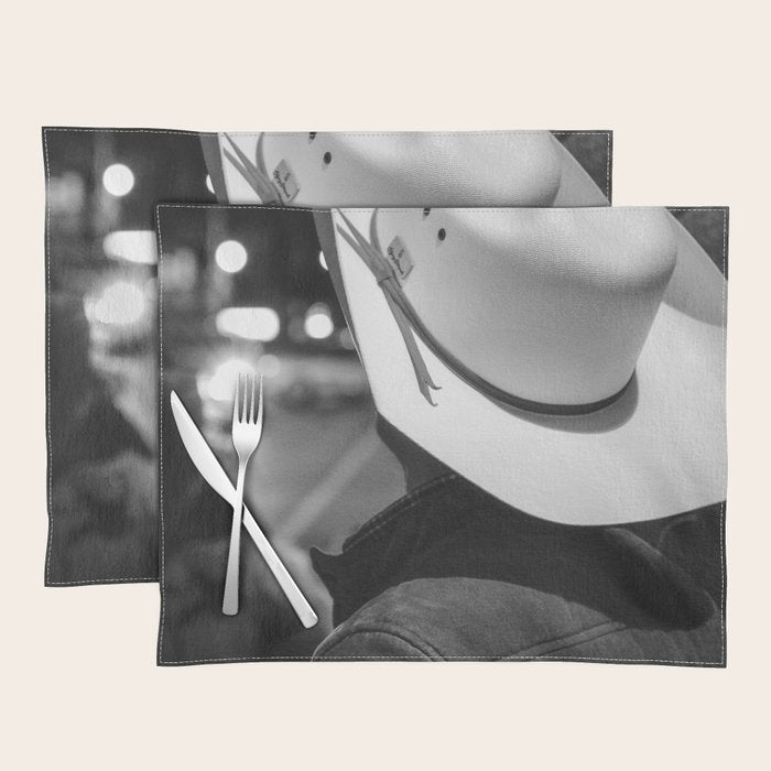 New York City cowboy night out in Black and white Placemat Gallery Image 1