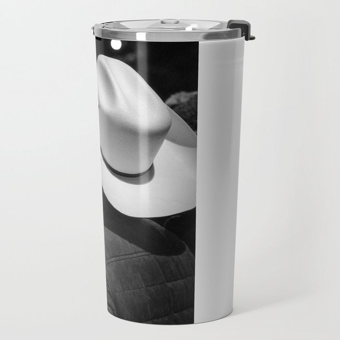 New York City cowboy night out in Black and white Travel Mug Gallery Image 2