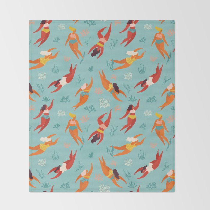 Swimming girl Throw Blanket Gallery Image 2
