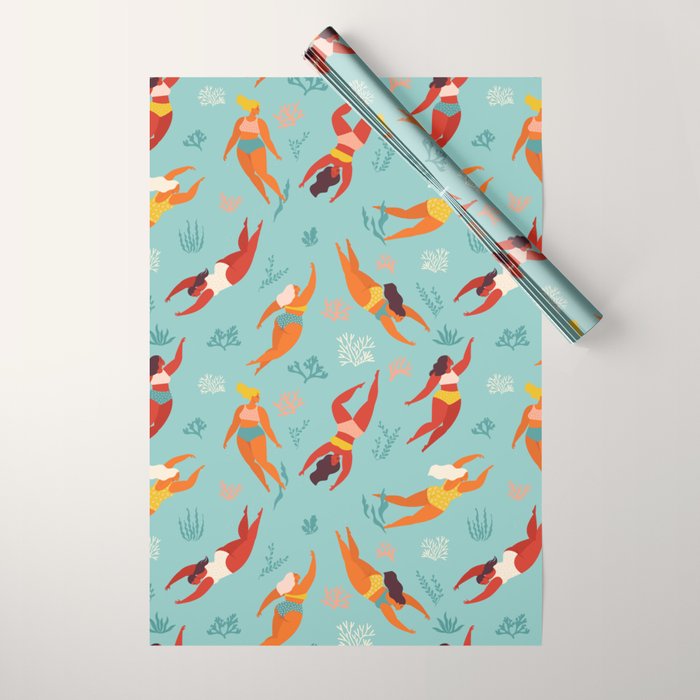 Swimming girl Wrapping Paper Gallery Image 1