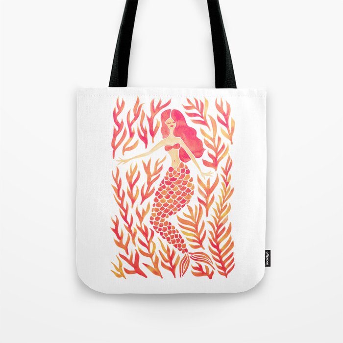 Kelp Forest Mermaid - Peach Palette Tote Bag Gallery Image 1