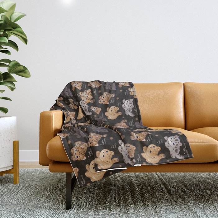 The year of big cat cubs - dark Throw Blanket Gallery Image 1