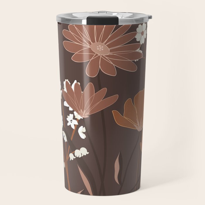 Floral Mocha 1 Travel Mug Gallery Image 1