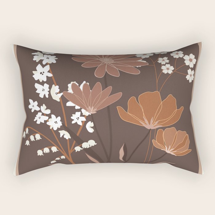Floral Mocha 1 Rectangular Pillow Gallery Image 2