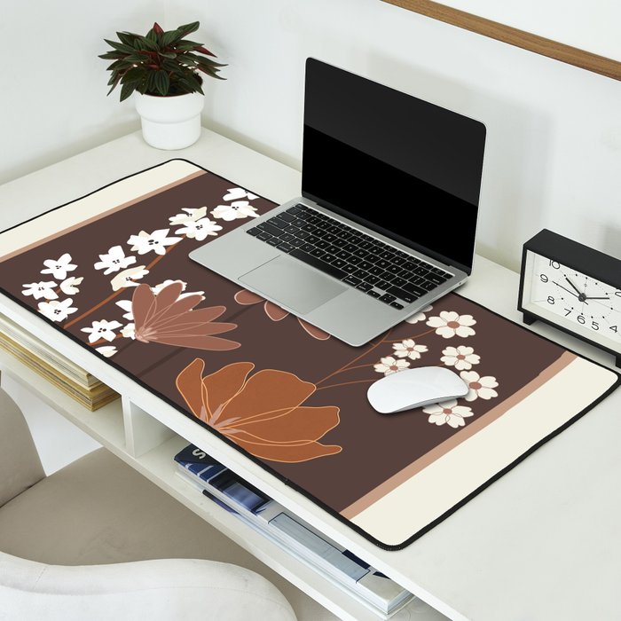 Floral Mocha 1 Desk Mat Gallery Image 2