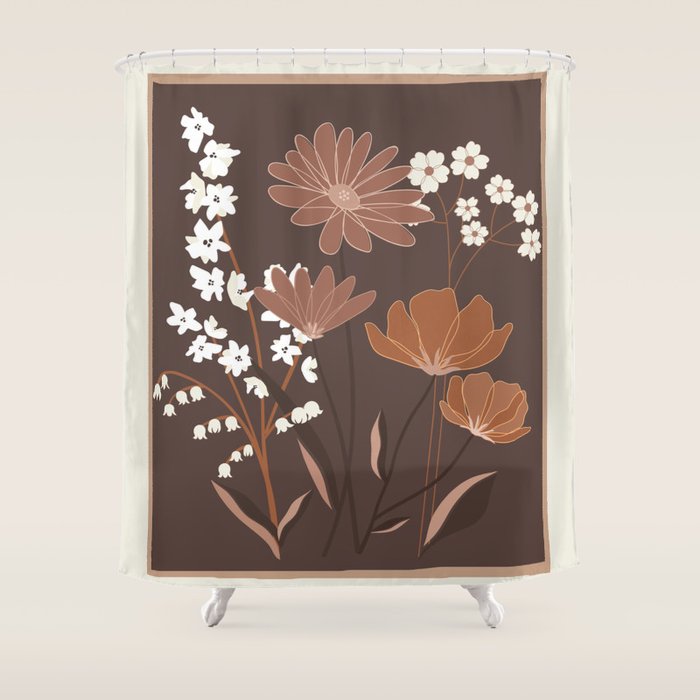 Floral Mocha 1 Shower Curtain Gallery Image 1