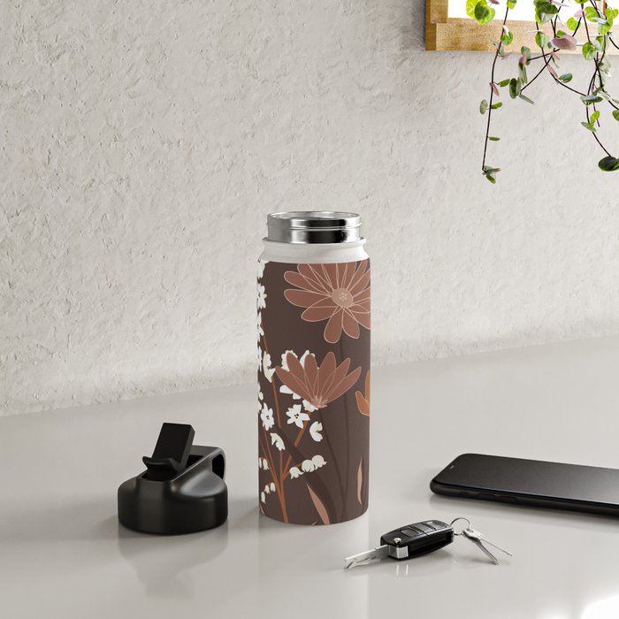 Floral Mocha 1 Water Bottle Gallery Image 4