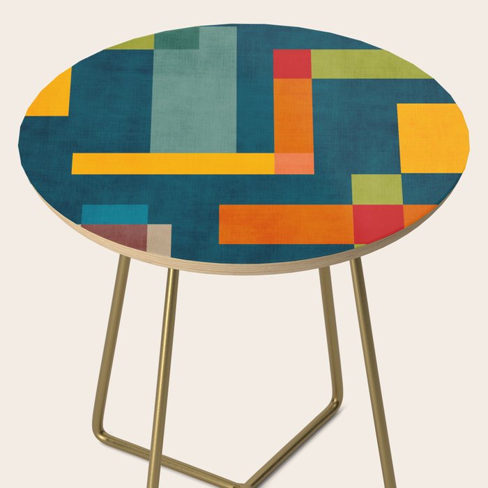Mid-Century Modern Geometric Colorful Artwork Side Table Gallery Image 2