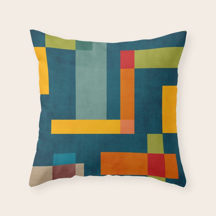 Mid-Century Modern Geometric Colorful Artwork Throw Pillow Gallery Image 6