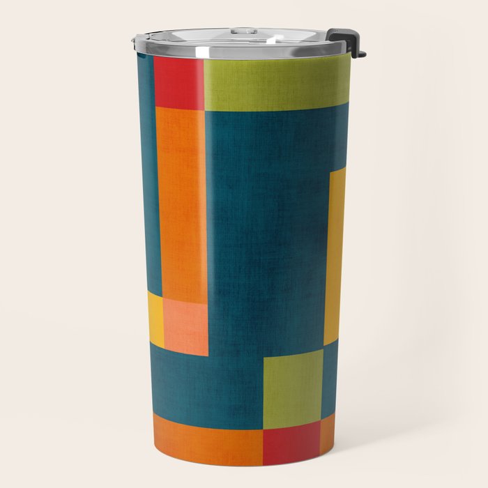 Mid-Century Modern Geometric Colorful Artwork Travel Mug Gallery Image 2