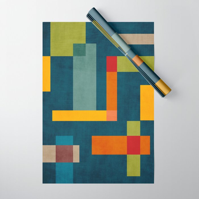 Mid-Century Modern Geometric Colorful Artwork Wrapping Paper Gallery Image 1