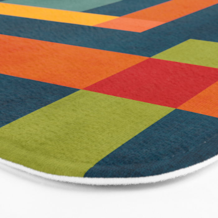 Mid-Century Modern Geometric Colorful Artwork Bath Mat Gallery Image 3