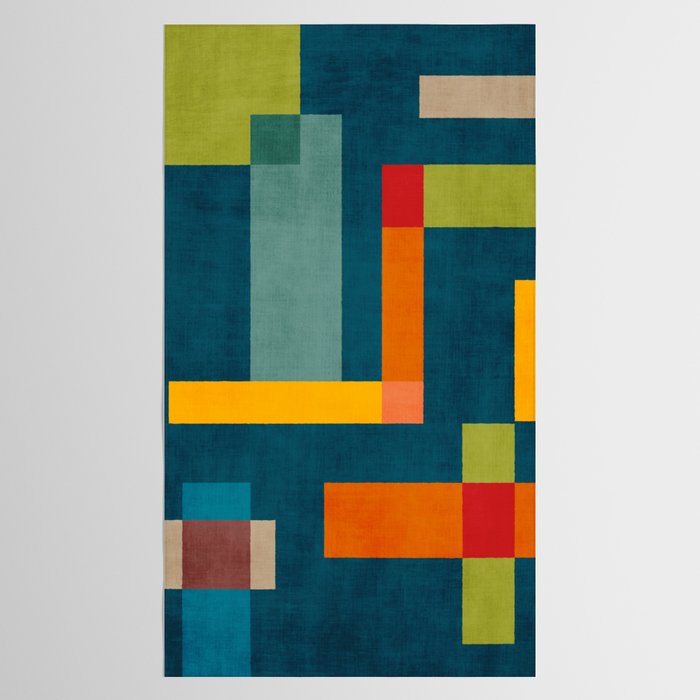 Mid-Century Modern Geometric Colorful Artwork Tablecloth Gallery Image 2