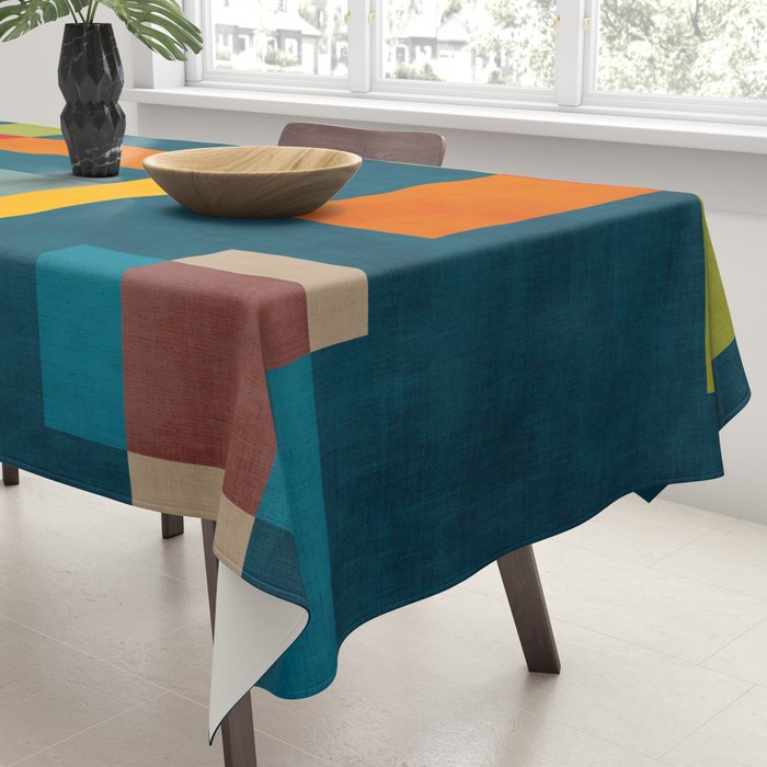 Mid-Century Modern Geometric Colorful Artwork Tablecloth Gallery Image 3