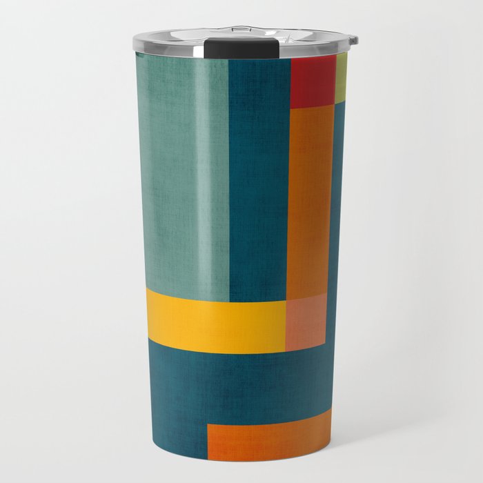 Mid-Century Modern Geometric Colorful Artwork Travel Mug Gallery Image 1