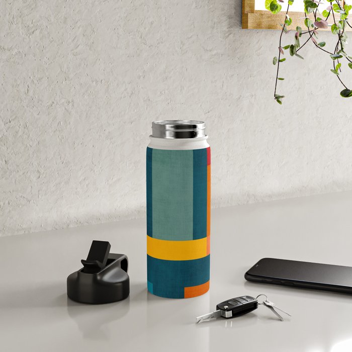 Mid-Century Modern Geometric Colorful Artwork Water Bottle Gallery Image 4