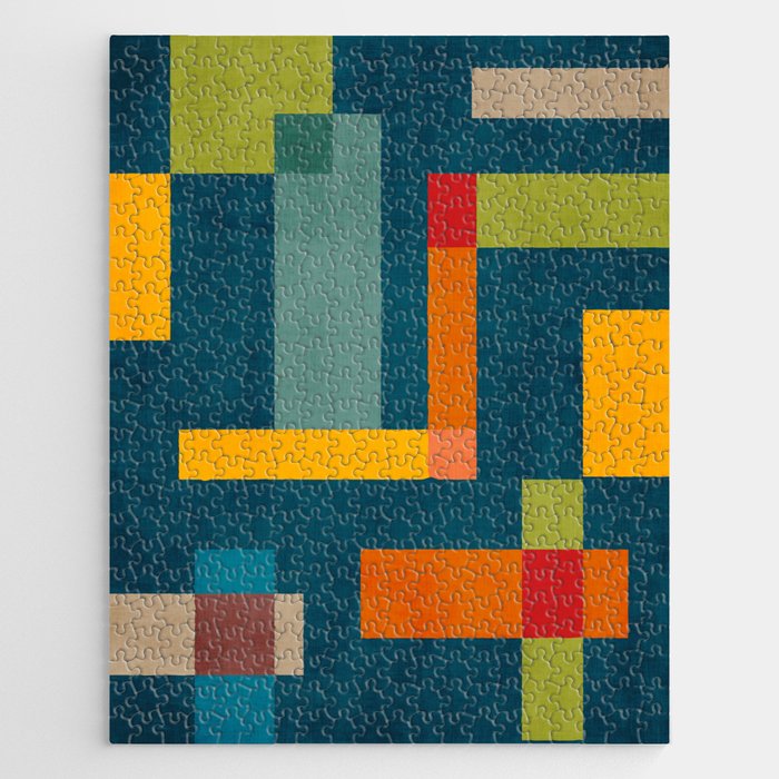 Mid-Century Modern Geometric Colorful Artwork Jigsaw Puzzle Gallery Image 1