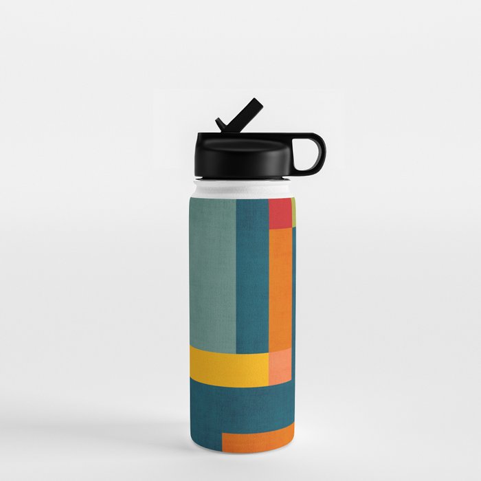 Mid-Century Modern Geometric Colorful Artwork Water Bottle Gallery Image 1