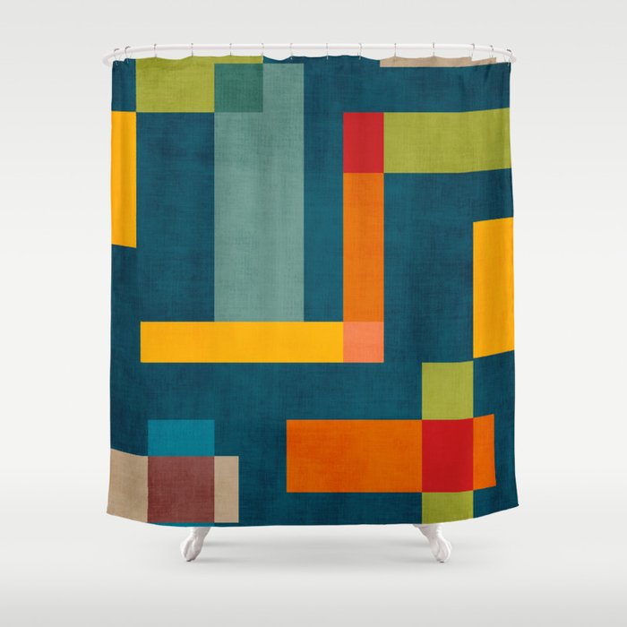 Mid-Century Modern Geometric Colorful Artwork Shower Curtain Gallery Image 1