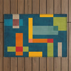 Mid-Century Modern Geometric Colorful Artwork Outdoor Rug Gallery Image 1