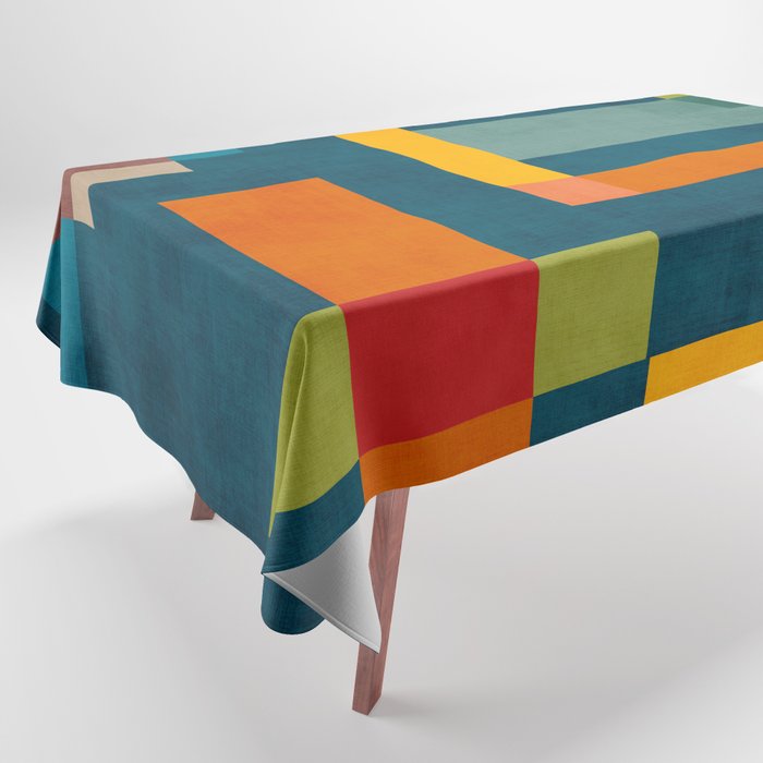 Mid-Century Modern Geometric Colorful Artwork Tablecloth Gallery Image 1