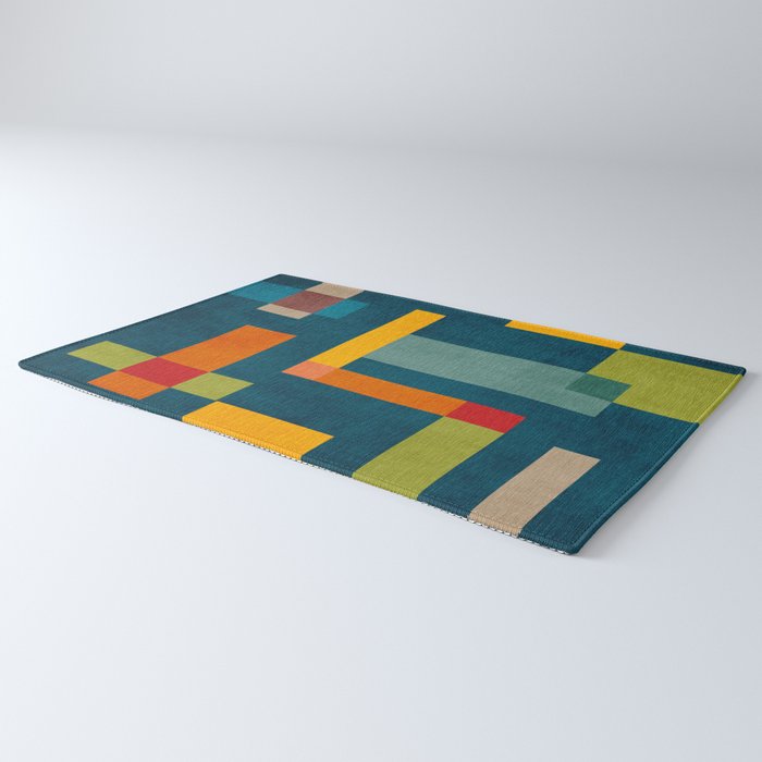 Mid-Century Modern Geometric Colorful Artwork Rug Gallery Image 3