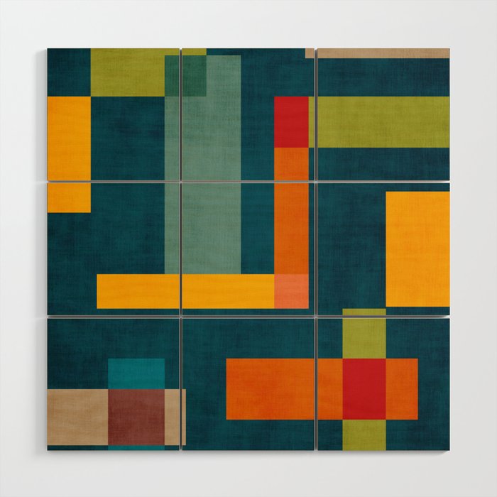 Mid-Century Modern Geometric Colorful Artwork Wood Wall Art Gallery Image 1