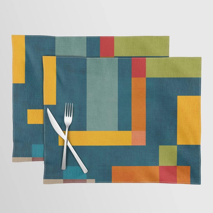 Mid-Century Modern Geometric Colorful Artwork Placemat Gallery Image 1