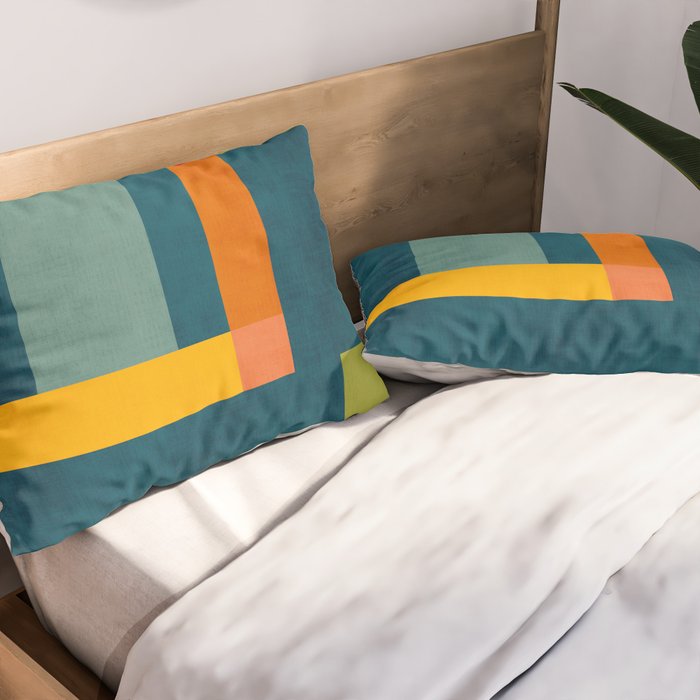 Mid-Century Modern Geometric Colorful Artwork Pillow Sham Gallery Image 2