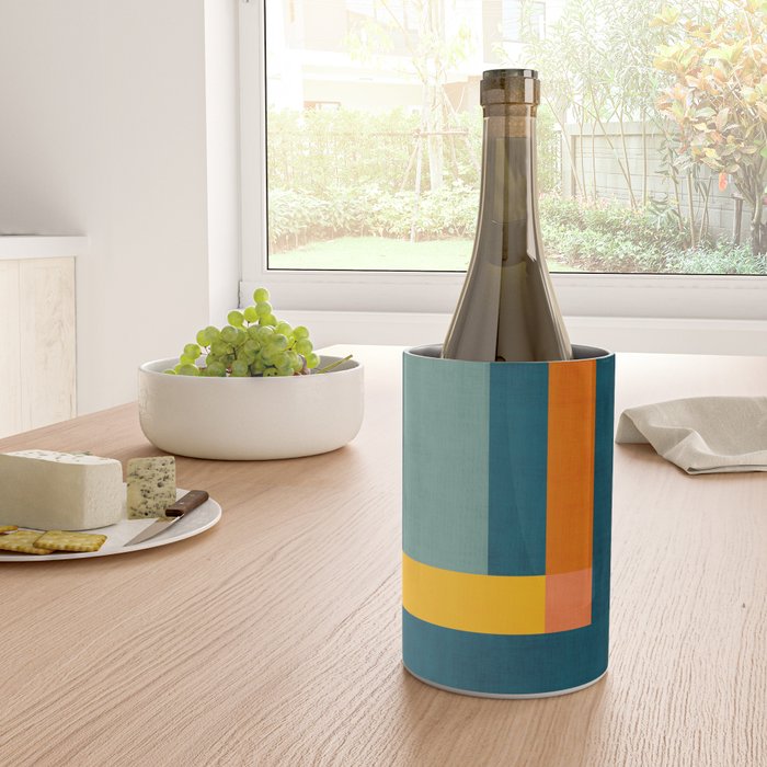 Mid-Century Modern Geometric Colorful Artwork Wine Chiller Gallery Image 4
