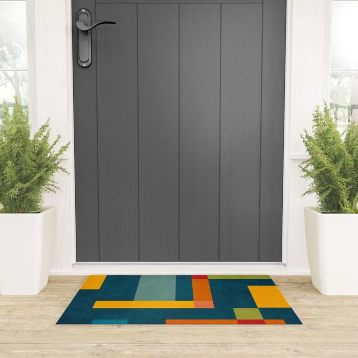 Mid-Century Modern Geometric Colorful Artwork Welcome Mat Gallery Image 3