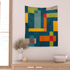 Mid-Century Modern Geometric Colorful Artwork Wall Tapestry Gallery Image 2