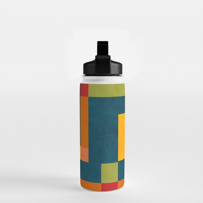 Mid-Century Modern Geometric Colorful Artwork Water Bottle Gallery Image 2