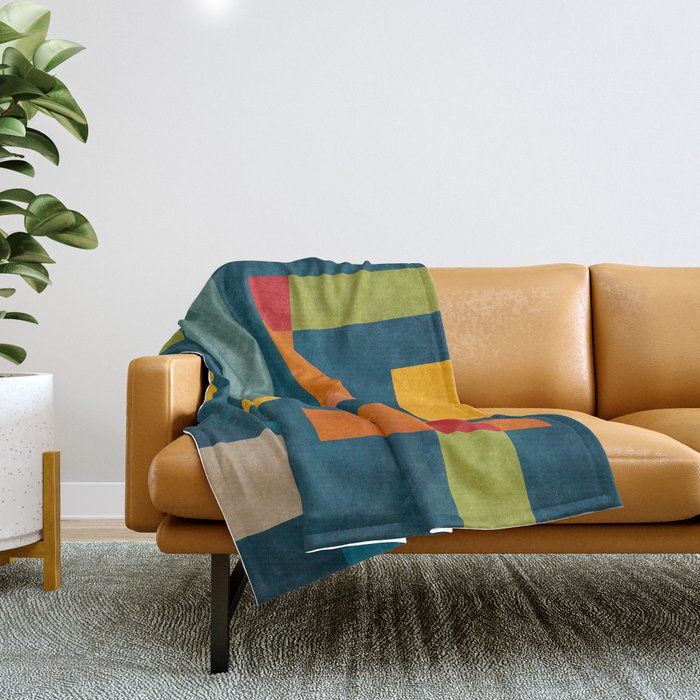 Mid-Century Modern Geometric Colorful Artwork Throw Blanket Gallery Image 1