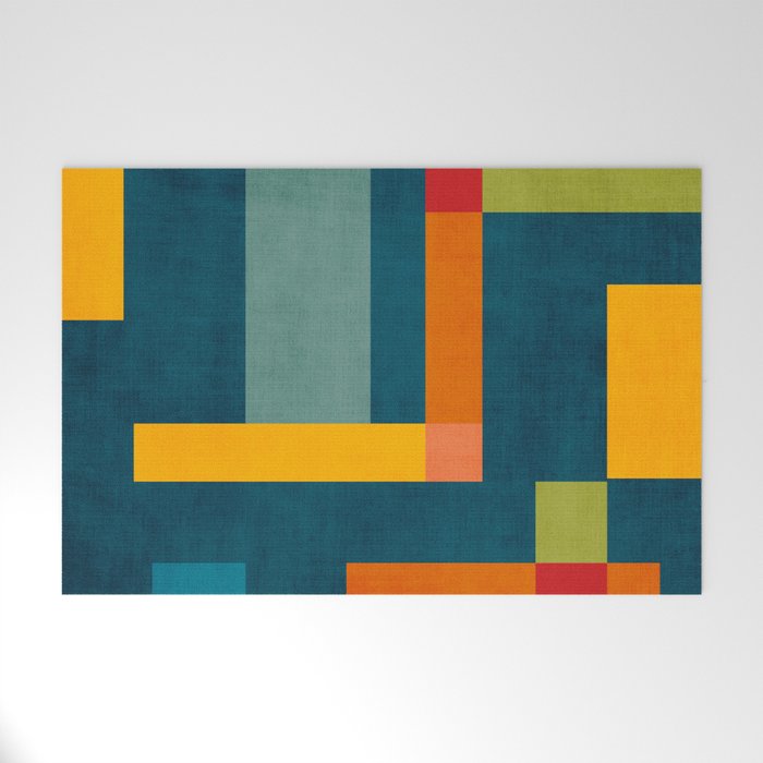 Mid-Century Modern Geometric Colorful Artwork Welcome Mat Gallery Image 1