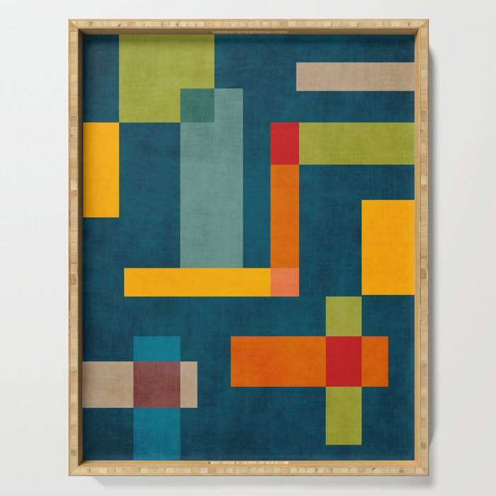 Mid-Century Modern Geometric Colorful Artwork Serving Tray Gallery Image 1