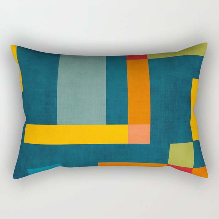 Mid-Century Modern Geometric Colorful Artwork Rectangular Pillow Gallery Image 2