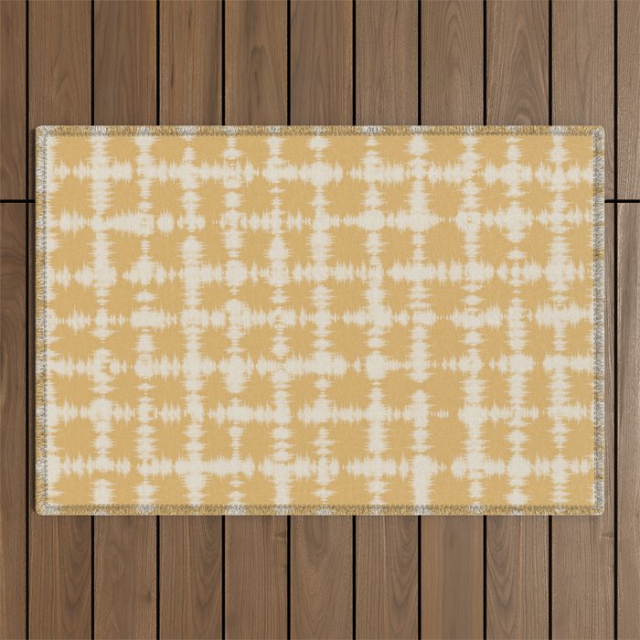 Tie dye checked in yellow Outdoor Rug Gallery Image 1