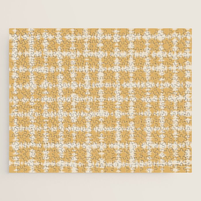 Tie dye checked in yellow Jigsaw Puzzle Gallery Image 1